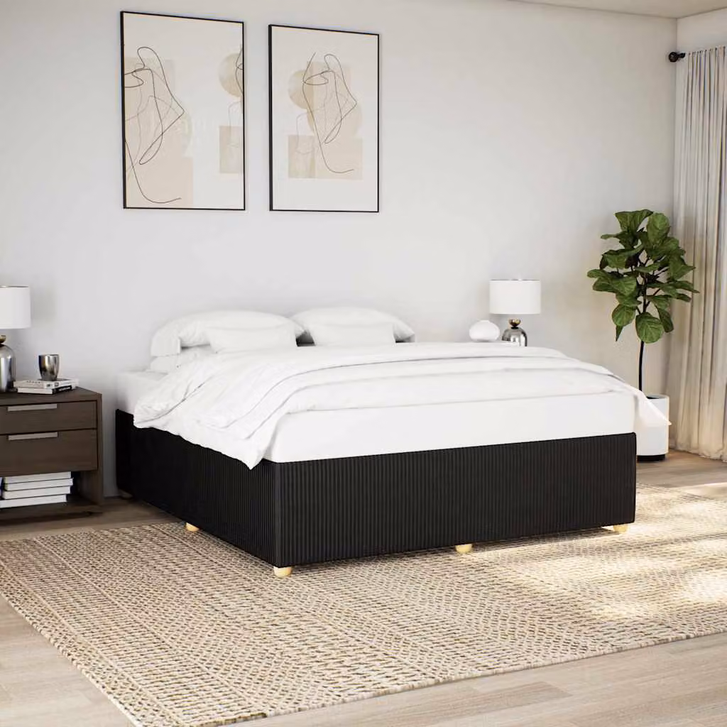 vidaXL Giroletto senza Materasso Nero in Tessuto 200x200 cm – 1