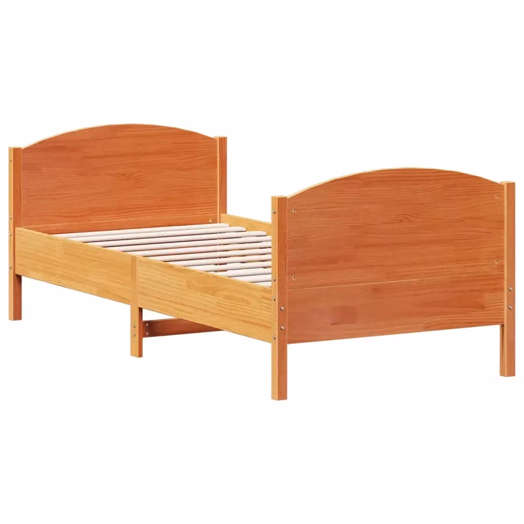 Struttura Letto in Legno di Pino Design Mania Colore Marrone Cera L: 74.5 cm, P: 195.5 cm, H: 80.5 cm – 2