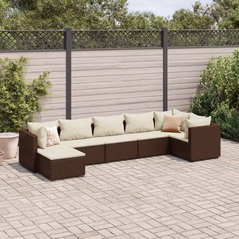 Maison Exclusive - Set da giardino 7 pezzi con cuscini Marrone Poly Rattan