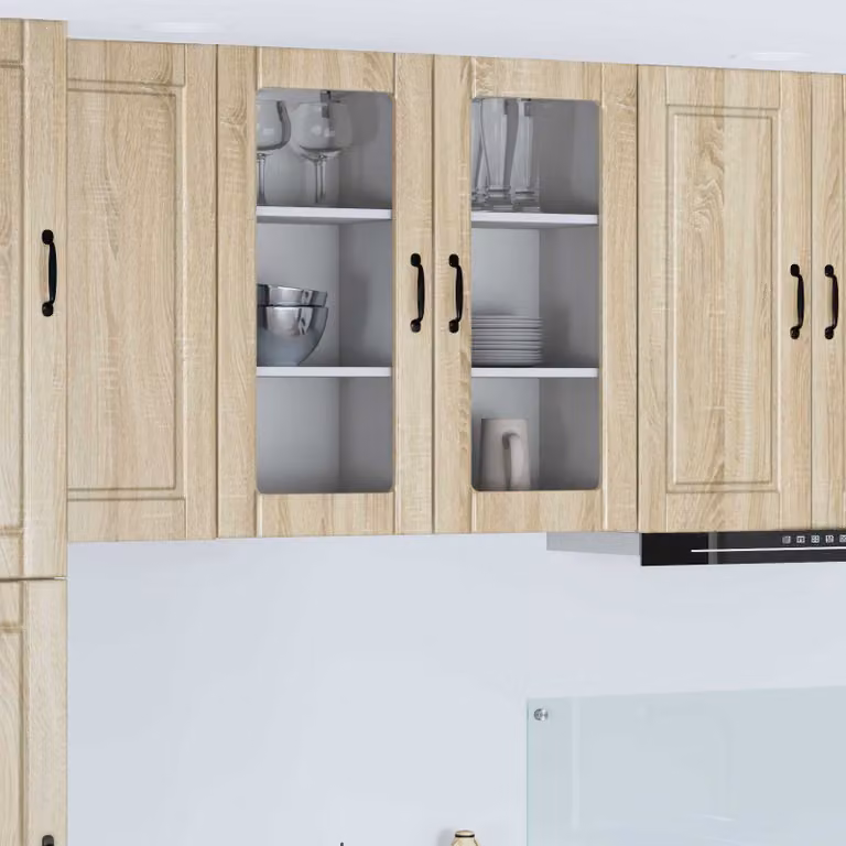 Mobile da parete vidaXL PORTO in legno e vetro, Rovere Sonoma, L 40 cm x P 31 cm x H 80 cm