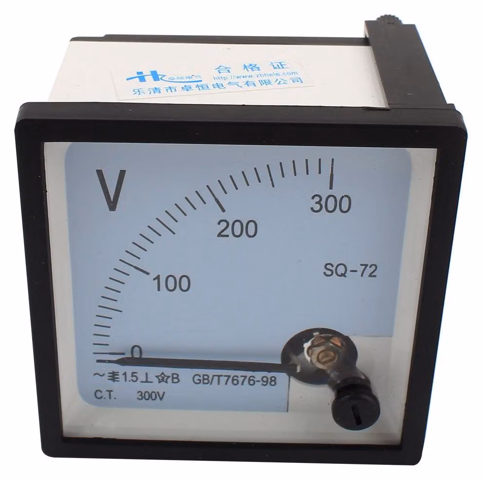 Voltmeter analogico AC, 0-300V, classe 1.5, dimensioni 72x72 mm