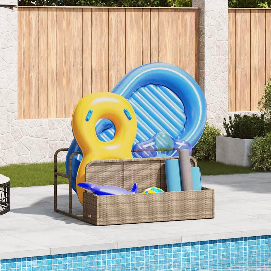 vidaXL Letto Galleggiante a Bordo Piscina in Polyrattan Beige L: 110 cm, P: 100 cm, H: 57 cm