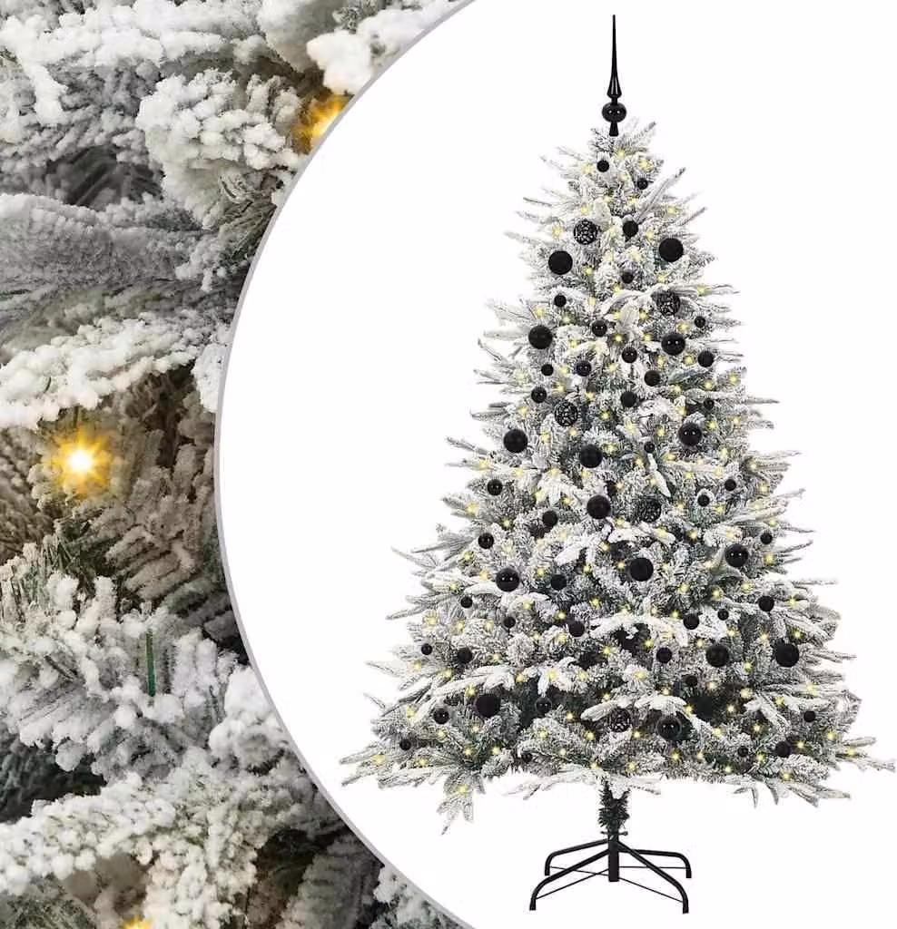 Albero di Natale Artificiale Pre-illuminato con Set di Palline