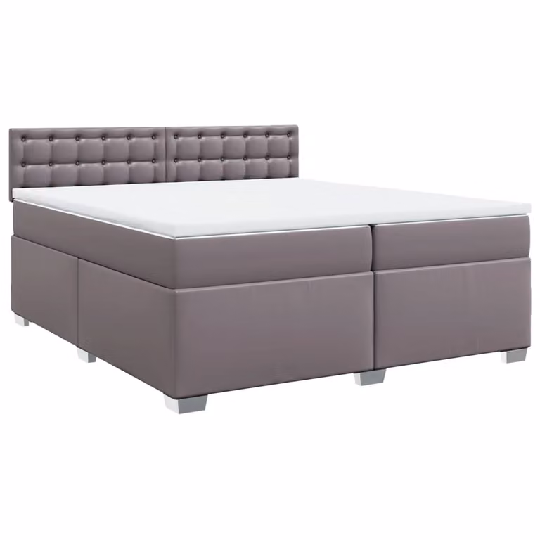Giroletto a Molle con Materasso Grgio 200x200 cm in Pelle finta