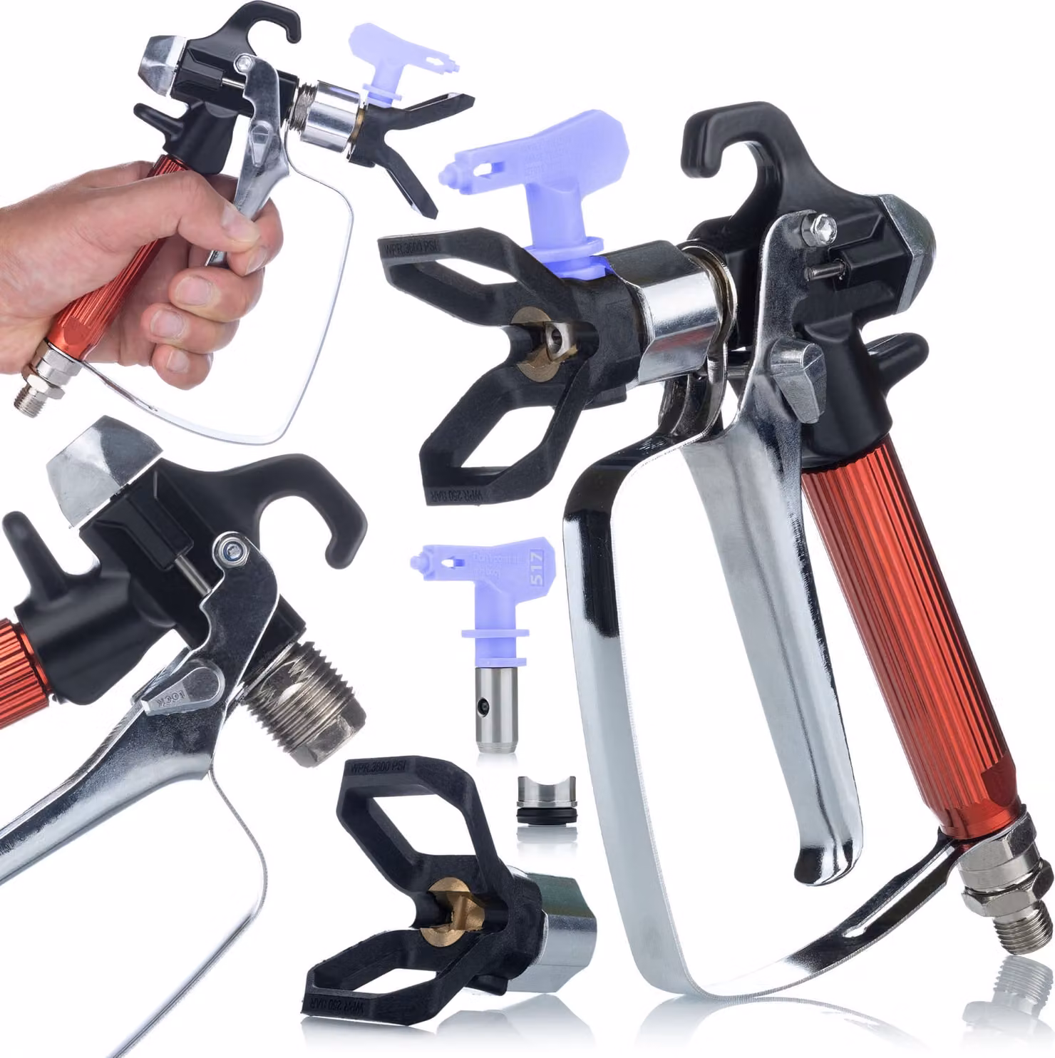 Rosfix UltraSpray RedJet RJ1 – Pistola a Spruzzo per Verniciatura con Attacco da 1/4” e Ugello 517 | Compatibile con GRACO, WAGNER, TITAN