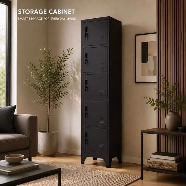 Locker Cabinet, Black, 38x40x180 Cm, Steel
