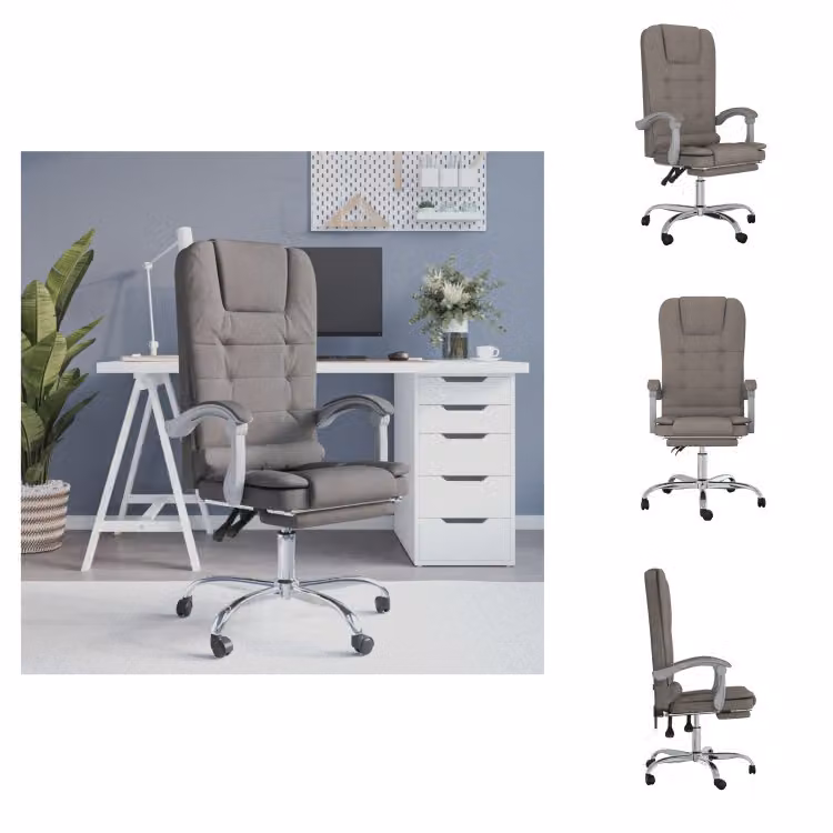 vidaXL Sedia da ufficio con funzione massaggio in tessuto taupe - Sedie da ufficio