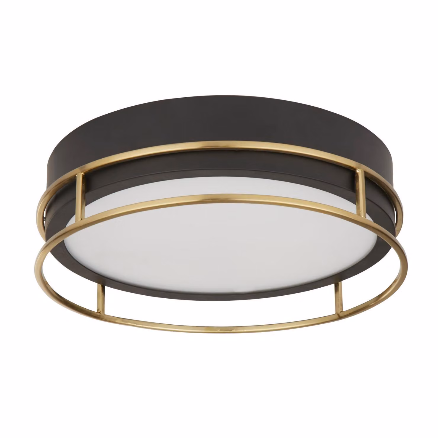 Lampada da soffitto in metallo vetro E14 IP44 rotonda Ø 30 cm in ottone nero a 2 luci moderna