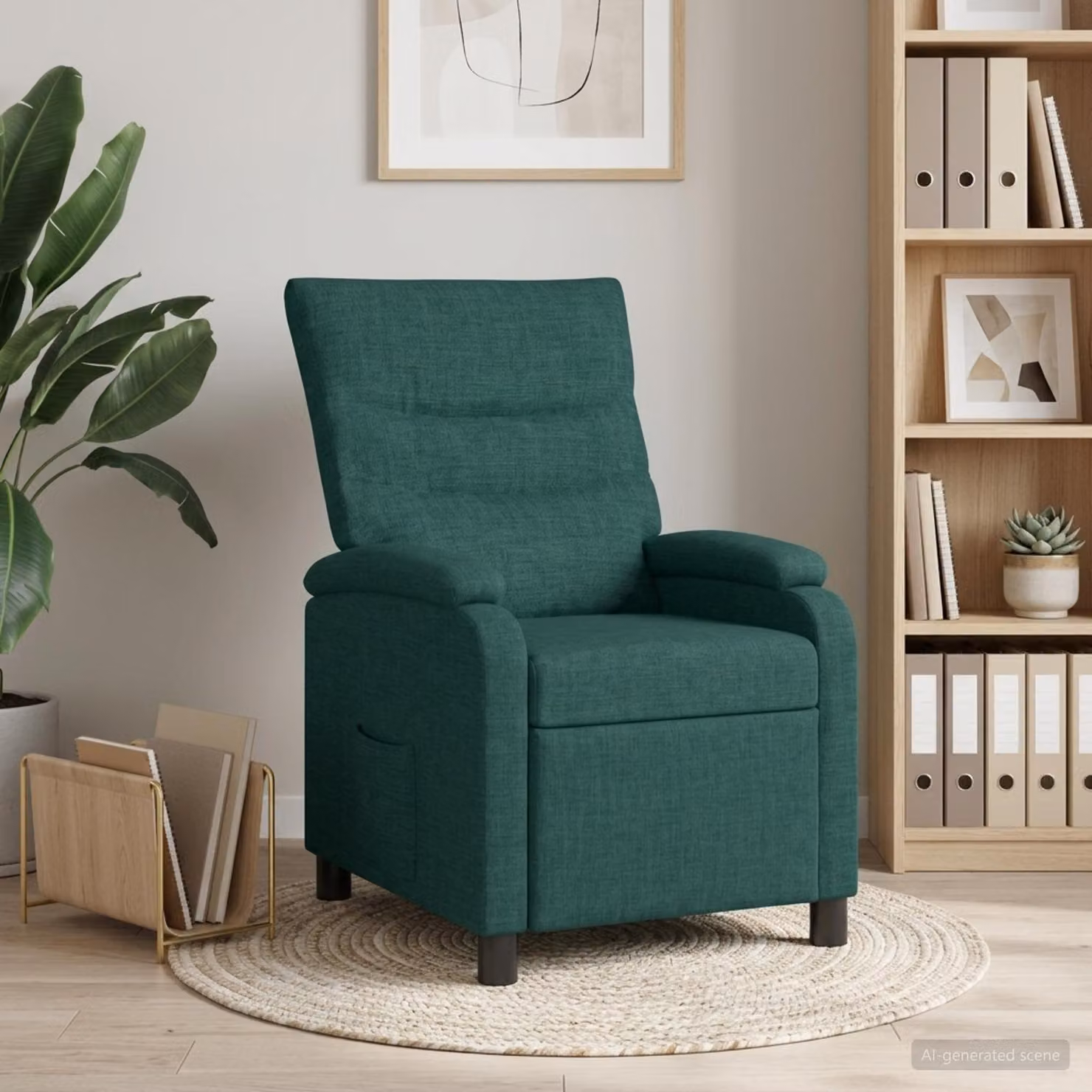 vidaXL Poltrona reclinabile moderna in tessuto verde con braccioli per relax in soggiorno o ufficio