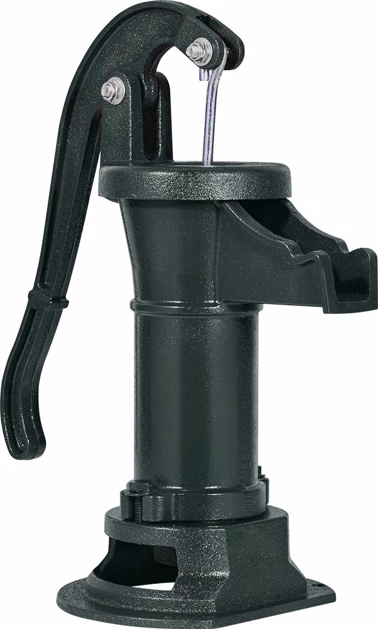 SucceBuy Antica pompa a battente in stile vintage, prevalenza di 7,6 m, robusta struttura in ghisa, pompa manuale per fontana con base rialzata, attacco NPT da 1-1/4 di pollice, ideale per giardino, laghetto, cortile e fattoria, finitura verde