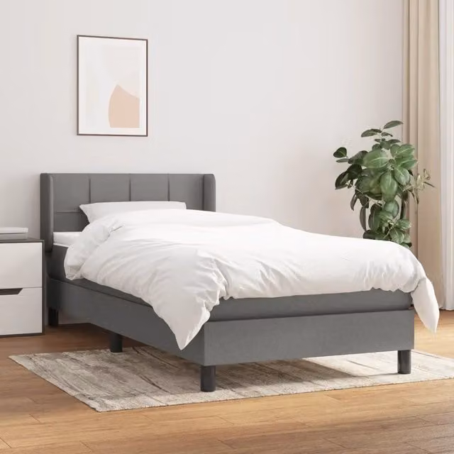 Giroletto a Molle con Materasso-Struttura Letto Grigio Scuro 80x200 cm Tessuto 593874
