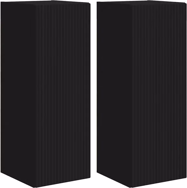 Set di 2 mobili TV da parete Design In in legno nero opaco, L/P/H: 30 x 31 x 80 cm
