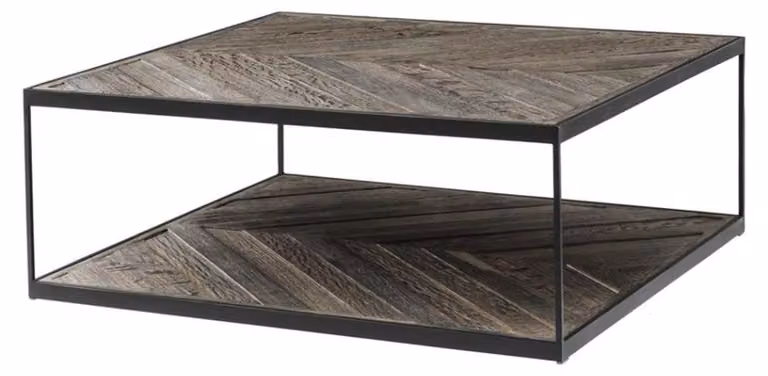 Tavolino di design Casa Padrino in acciaio galvanizzato e legno di rovere invecchiato - Luxury Collection