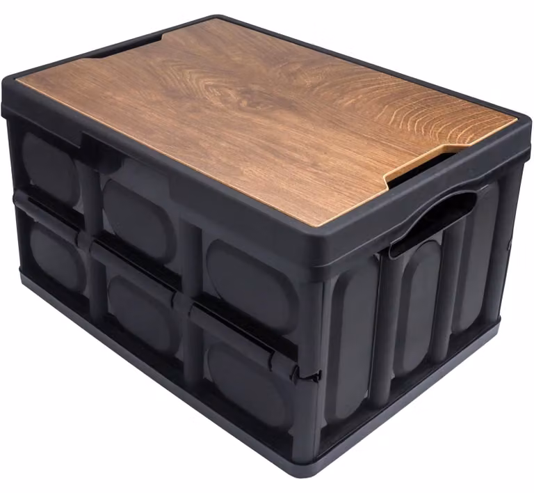 Omgoods - Contenitore pieghevole con coperchio - 55L, scatola di stoccaggio resistente per mobili e auto