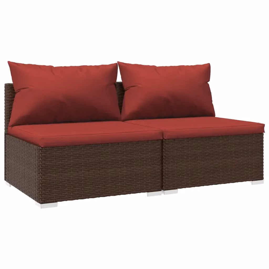 Set di divani da giardino da 2 posti vidaXL in rattan marrone con cuscini imbottiti e coperture rimovibili – 2