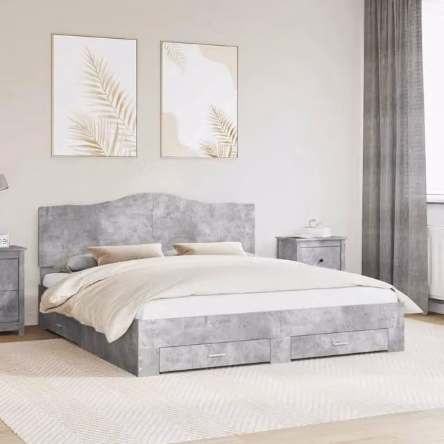 Struttura del letto con testiera-Giroletto con Testiera Grigio cemento 180 x 200 cm 114384