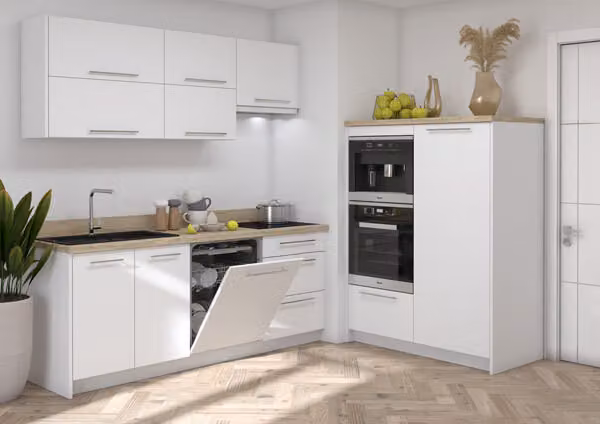 Mobile cucina BONN cucina componibile 204cm frontale bianco MDF opaco HETTICH guida a estrazione totale