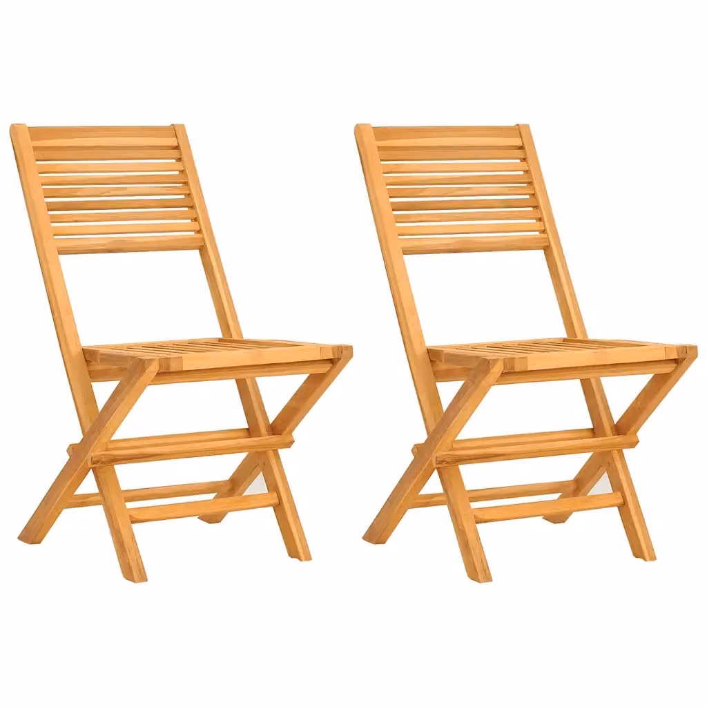 Set di 2 sedie pieghevoli vidaXL in legno di teak marrone, H x L x P: 90 x 47 x 45 cm – 2
