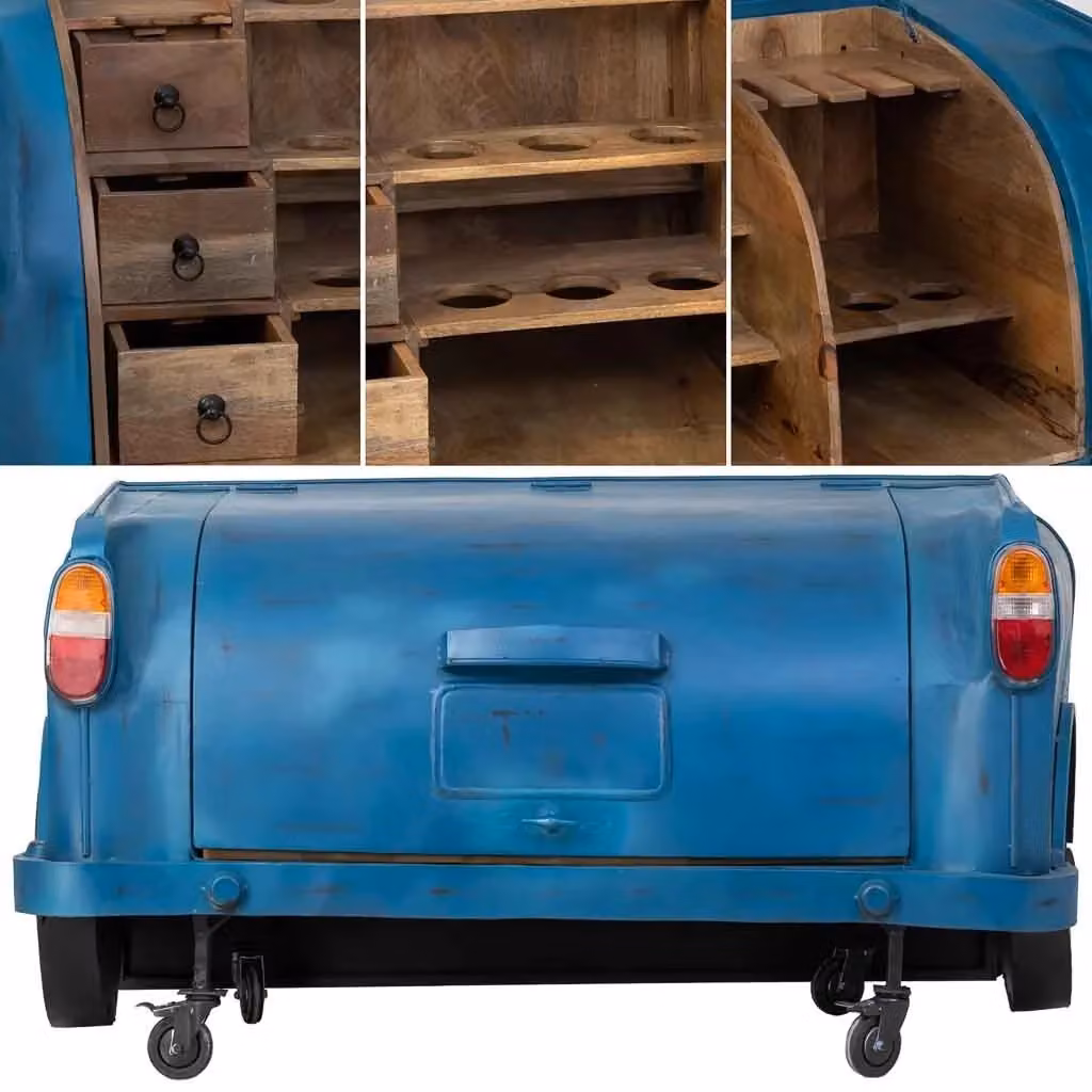 Baule portabottiglie Wanderlust Deco blu L/P/H: 84 x 17 x 86,5 cm – 2