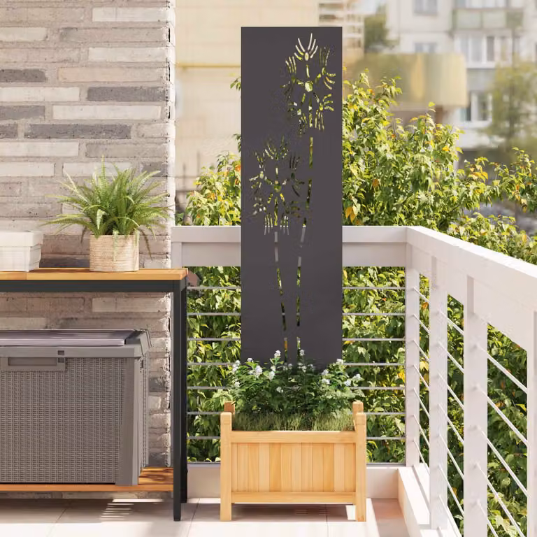 Paravento per privacy da giardino vidaXL in acciaio nero, L: 32 cm, H: 140 cm