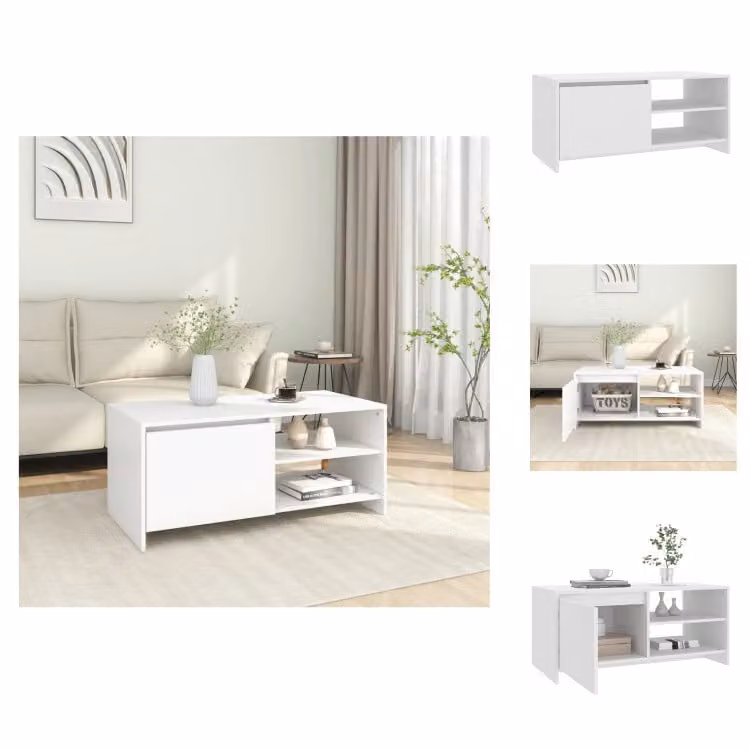 vidaXL Tavolino bianco 102x50x45 cm in legno - Tavolini da caffè