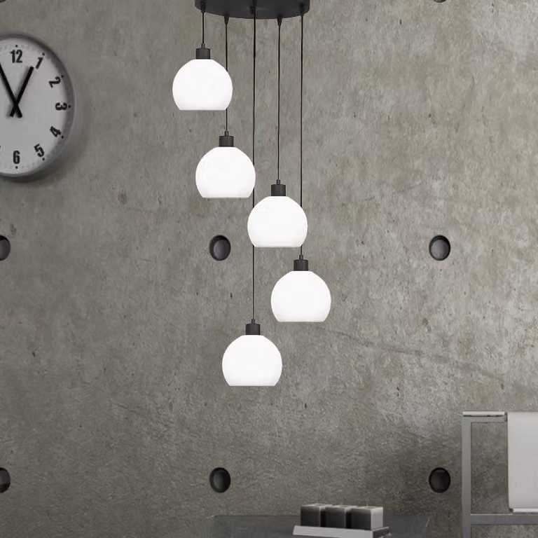 Lampada da soffitto nera con paralume bianco KOZUB 14-600