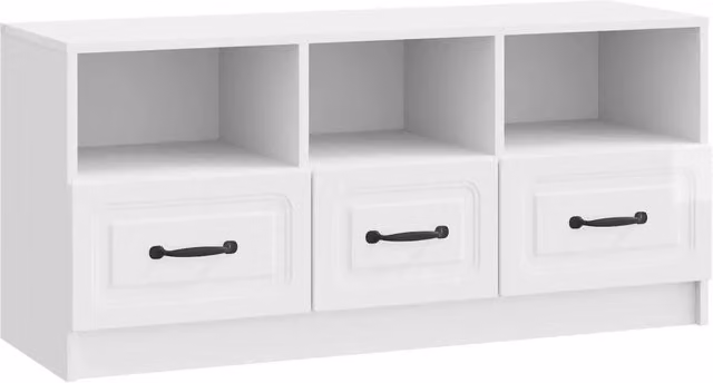 Mobile TV-Credenza Moderno Bianco Lucido in Legno e Metallo L: 102 cm, P: 34,5 cm, H: 47 cm – 1