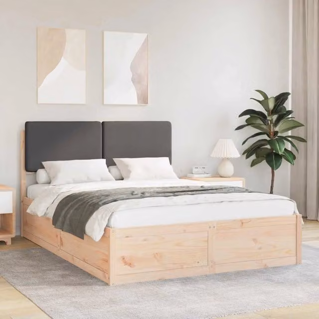 Letto con Testiera Rivestita-Struttura Letto con Testiera Grigio scuro 160 x 200 cm 942988