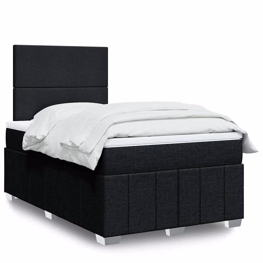 vidaXL Letto Ibrido con Materasso Nero e Struttura in Tessuto L/P/H: 120 x 200 cm – 1