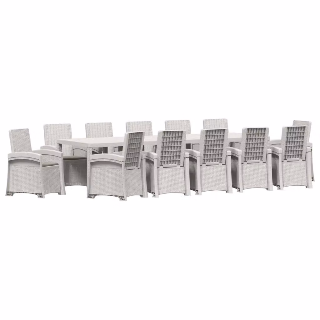 Set da pranzo da giardino moderno vidaXL in rattan sintetico composto da 14 pezzi, colori bianco e grigio – 2