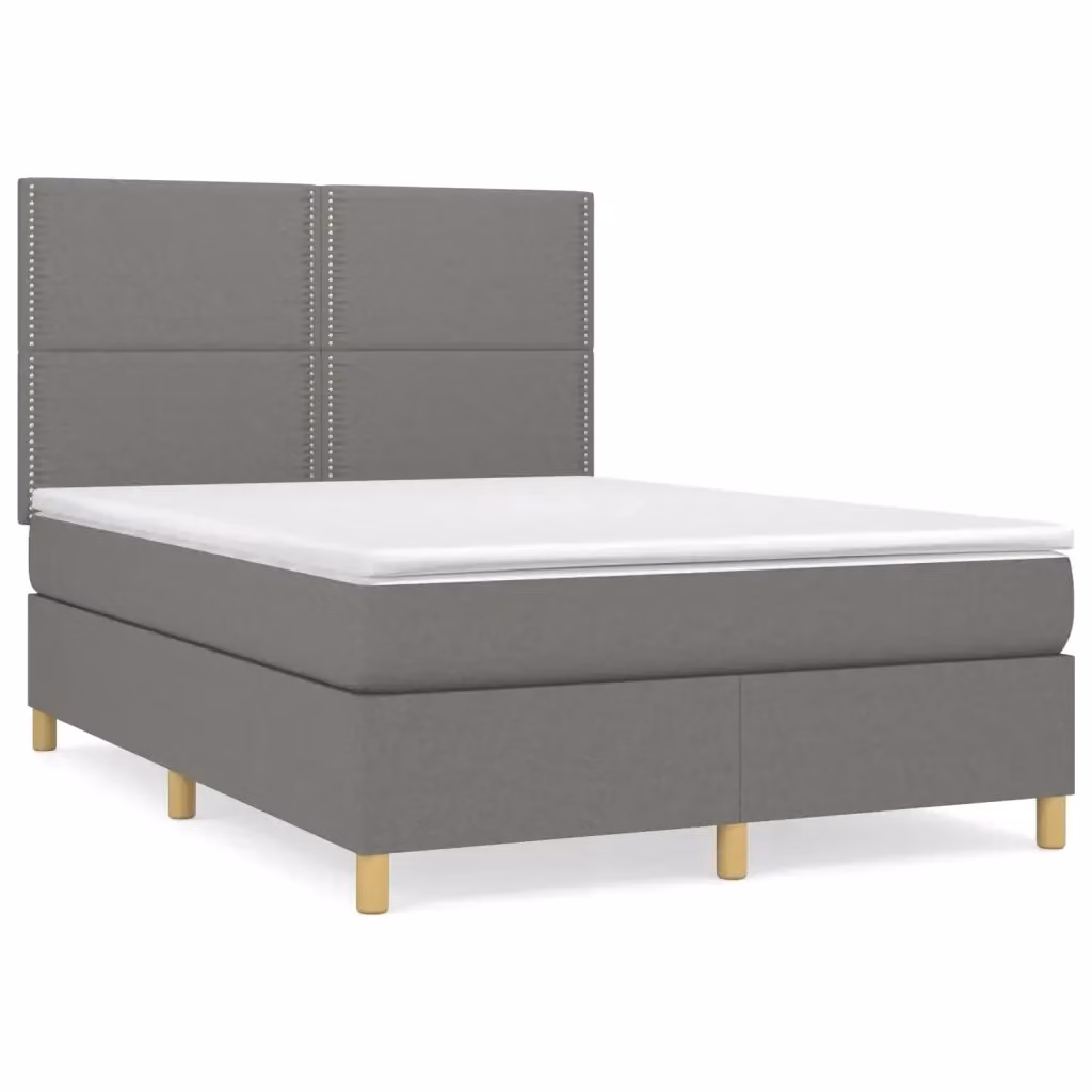 Letto Ibrido con Materasso a Molle vidaXL Grigio e Bianco L/P/H: 203 x 144 x 128 cm – 2