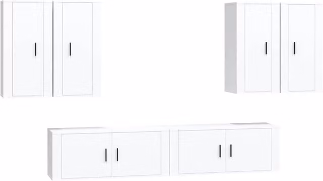 Set di Mobili Porta TV 6 pz | Armadietto TV | Mobile Porta TV Bianco in Legno Multistrato