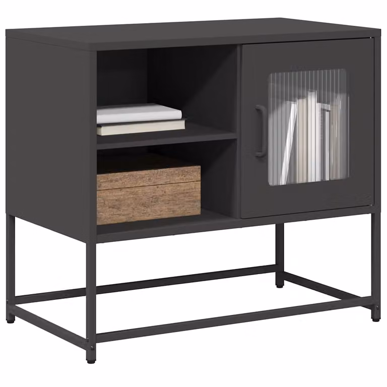 Carrello Mobile per TV vidaXL in Acciaio Nero L: 68 cm, P: 39 cm, H: 60,5 cm