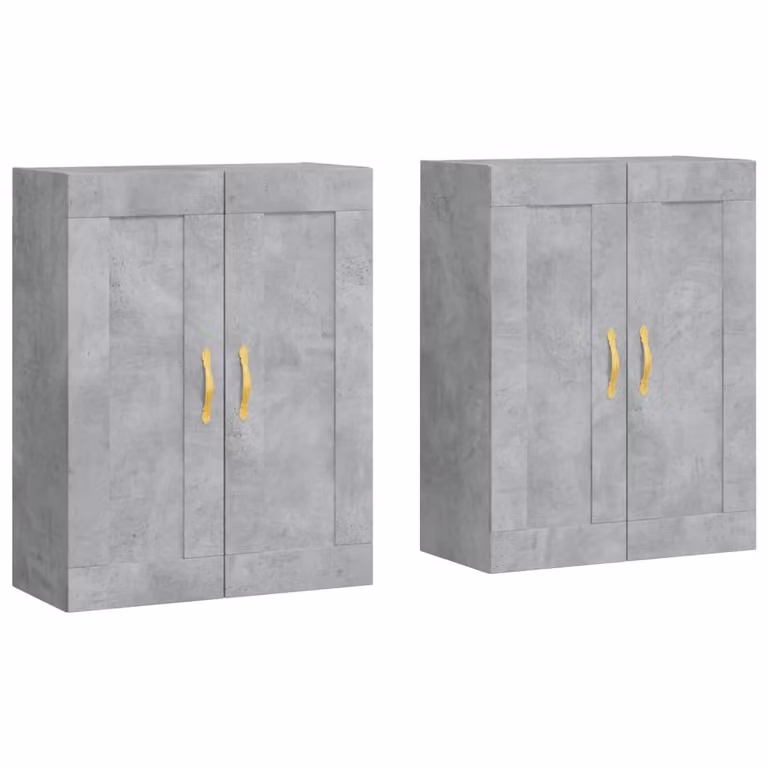 Armadietti a Parete 2 pz Grigio Cemento in Legno Multistrato