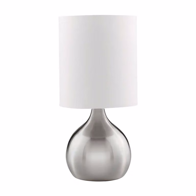 Abatjour Contemporaneo Tocco Acciaio Argento Tessuto 1 Luce E14