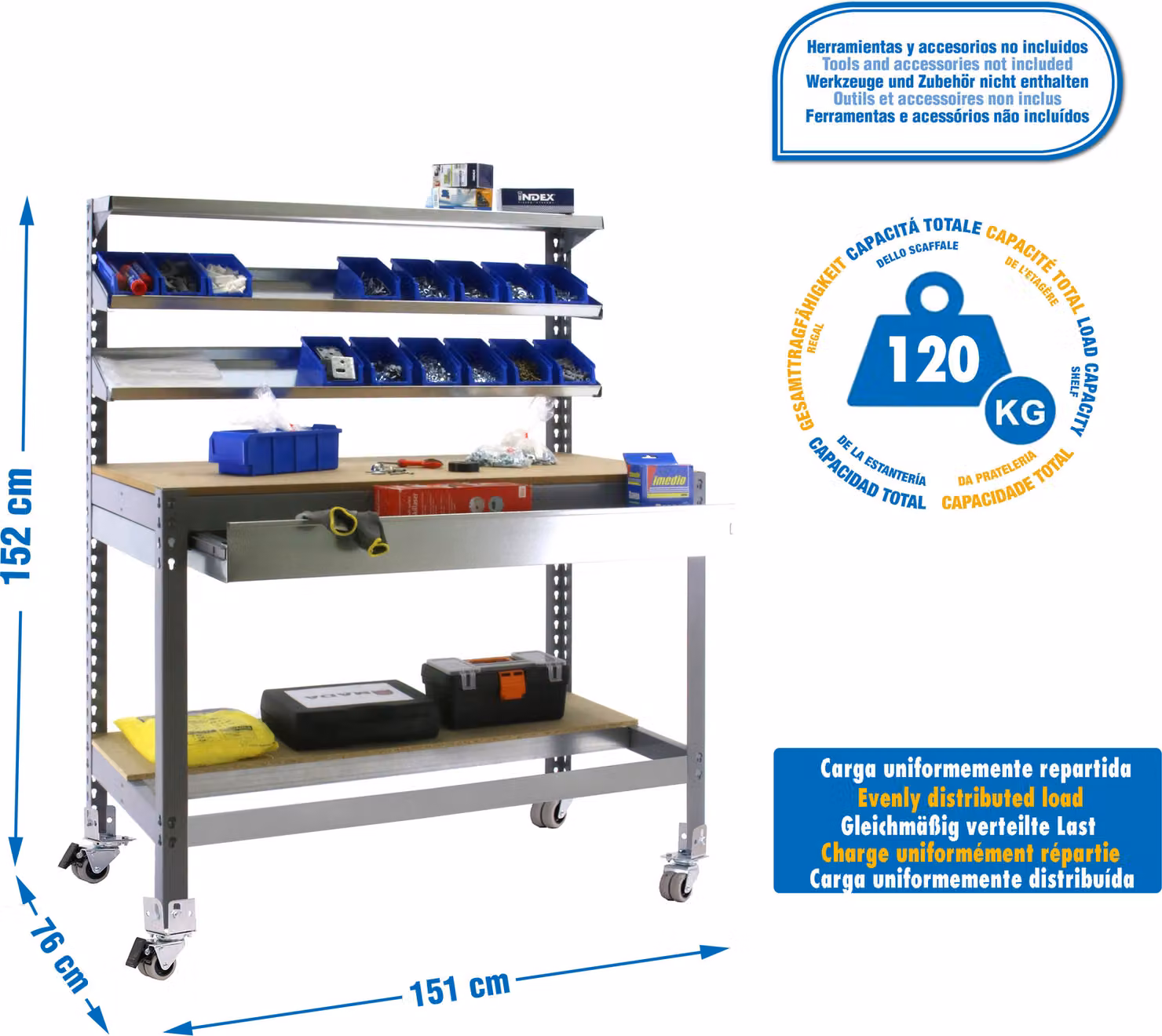 SIMONWORK MOBILE BT1 BOX 1500 CINZA/MADEIRA banco da lavoro in metallo
