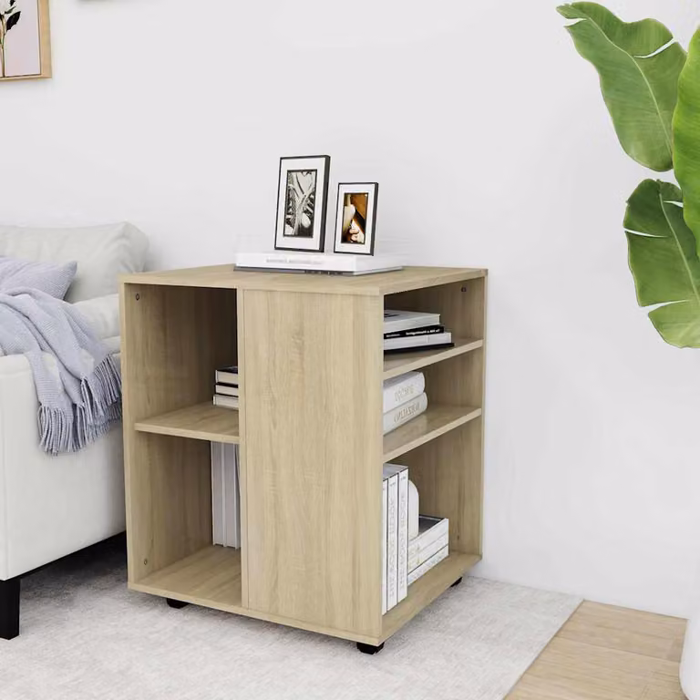 Mobiletto con Ruote vidaXL in Legno Multistrato Rovere Sonoma, L 60 cm x P 53 cm x H 72 cm