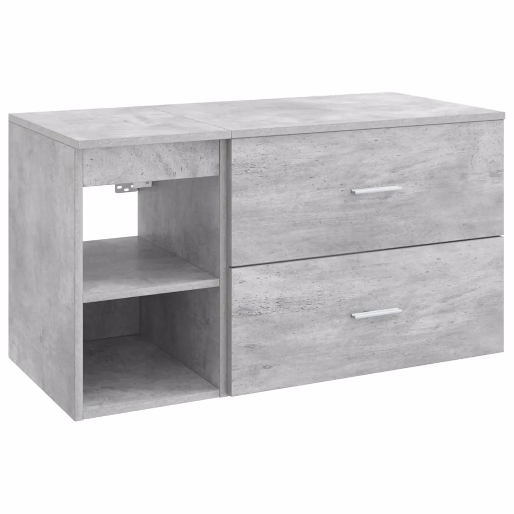 Set di mobili per il bagno moderno vidaXL composto da mobile lavabo e pensile a parete in MDF, colore grigio opaco – 2