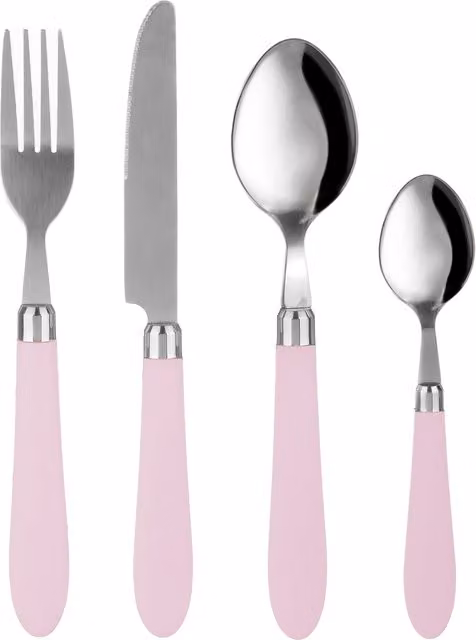 Set di 24 posate Smooth Kasanova in acciaio inox con manico lilla e impugnatura antiscivolo
