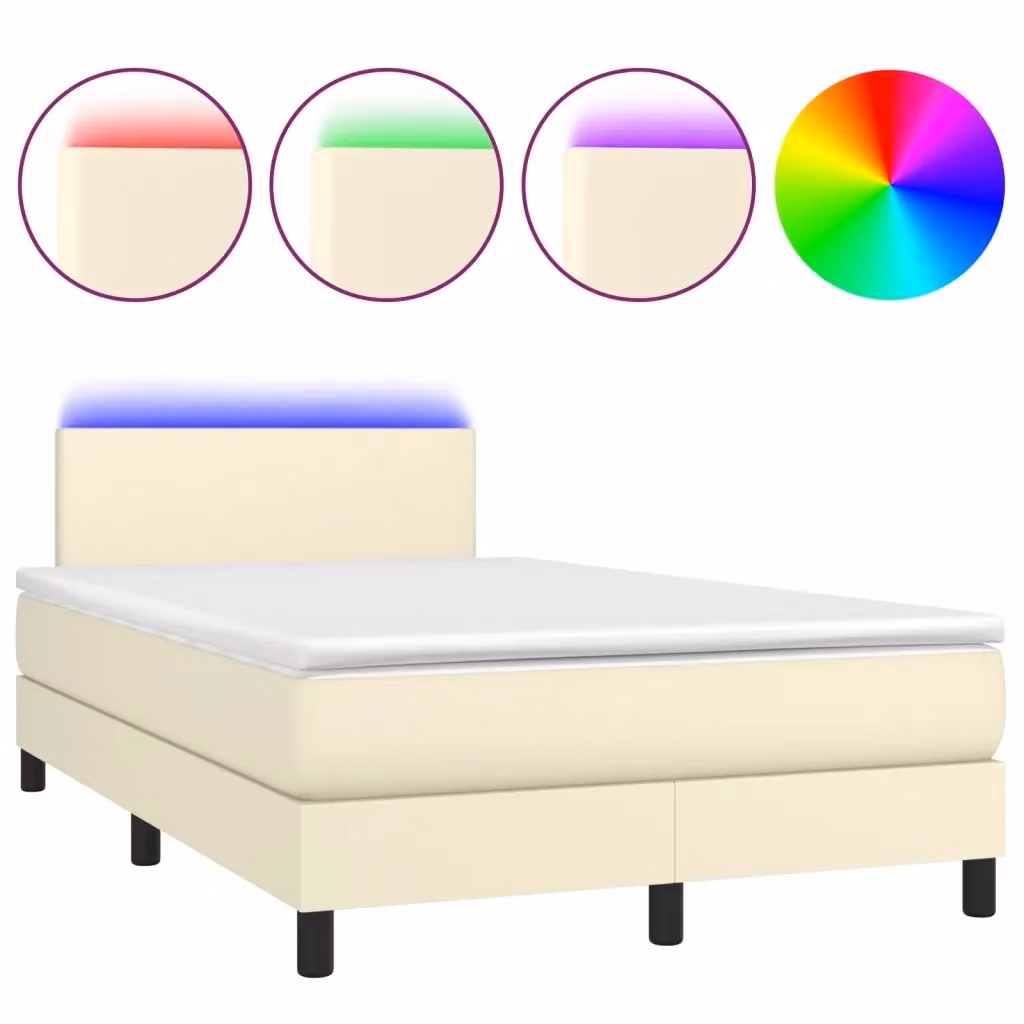 Letto con Giroletto a Molle, Materasso Ibrido e Illuminazione LED vidaXL, Colore Beige e Bianco, L/P: 120 x 200 cm – 2