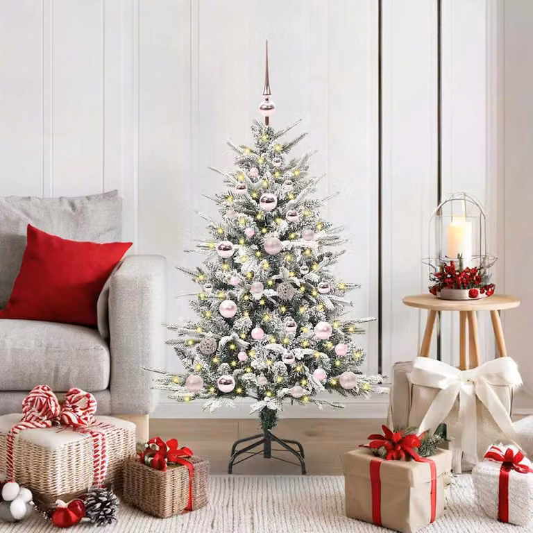 Maison Exclusive - Albero di Natale artificiale illuminato con set di palline verdi