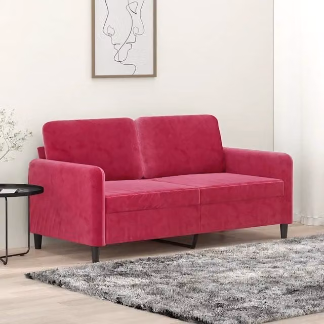 Divano a 2 Posti-Sofa 2 Posti Rosso Vino 140 cm in Velluto 780335