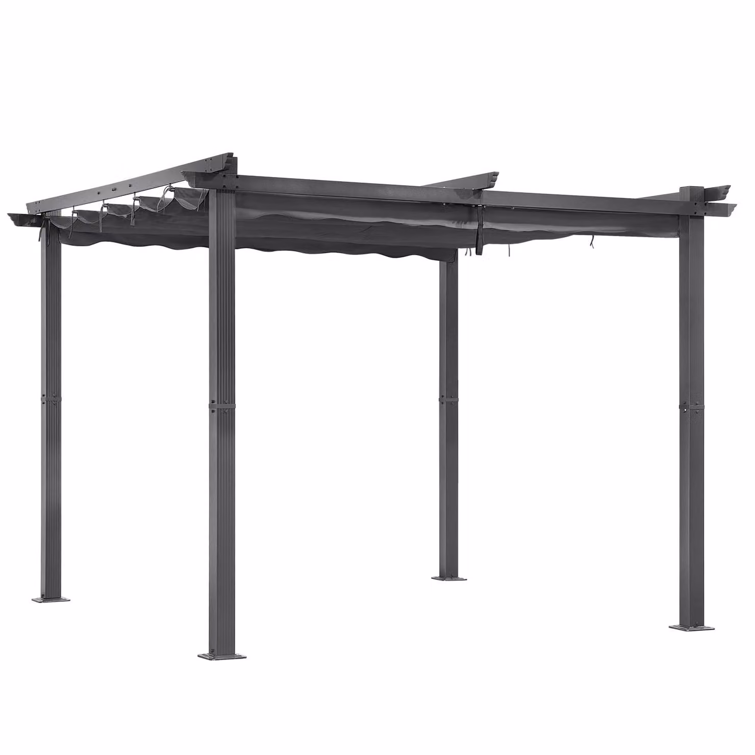 Angel Living Pergola da giardino Gazebo da giardino in alluminio antracite, tubi del tetto in acciaio, tetto regolabile in poliestere (beige, 3 x 3 m)