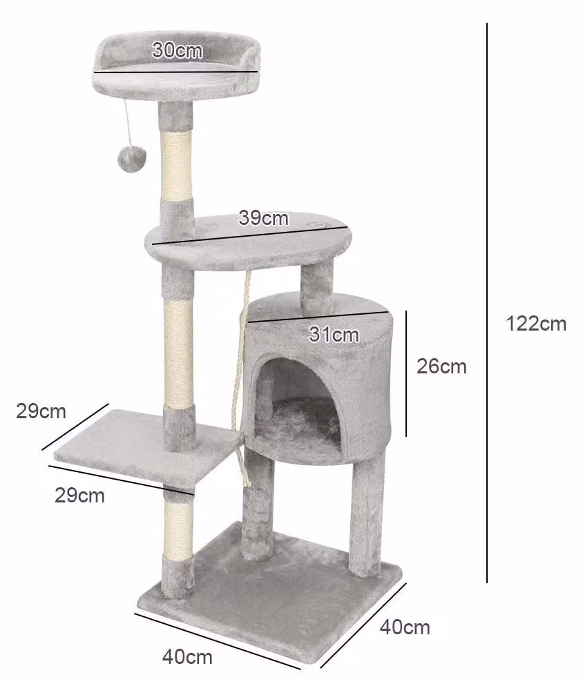 Albero per gatti - Torre da arrampicata - Pali in sisal per graffiare - Amaca e aree relax - Tane - Scala - 40x40x122 cm