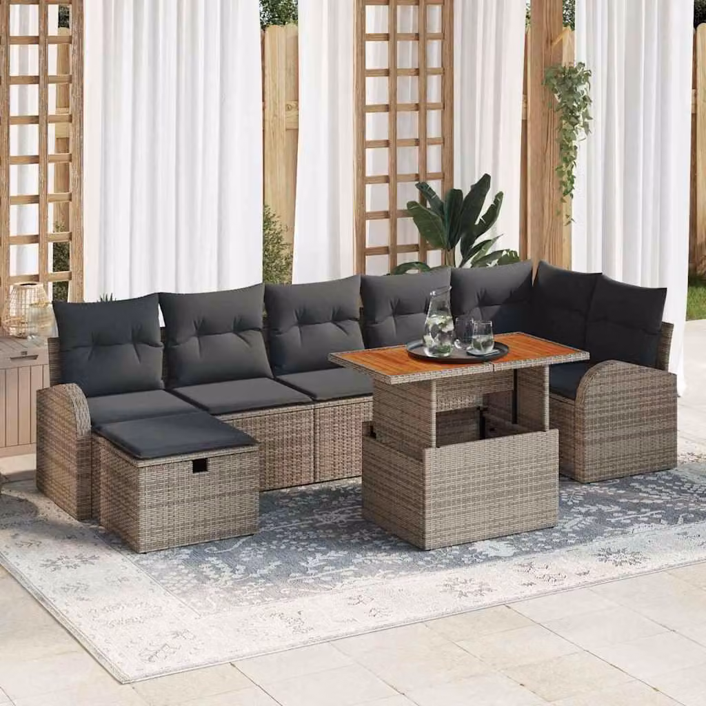 Maison Exclusive - Set da giardino composto da 8 pezzi. Divano in rattan sintetico, colore grigio