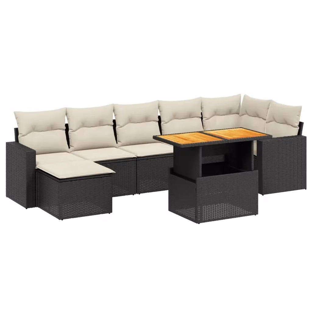 vidaXL Set Divani da Giardino a L con Cuscini 8 pz in Polyrattan Nero e Bianco – 2