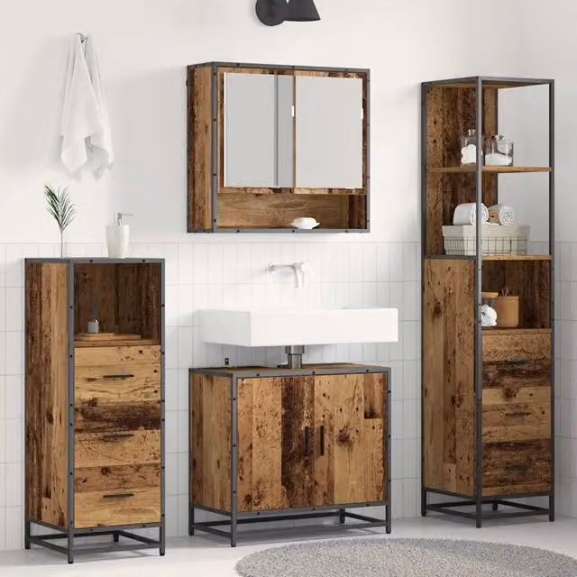Set di mobili per il bagno 4 pz Legno vecchio 65 x 33 x 60 cm 3402509