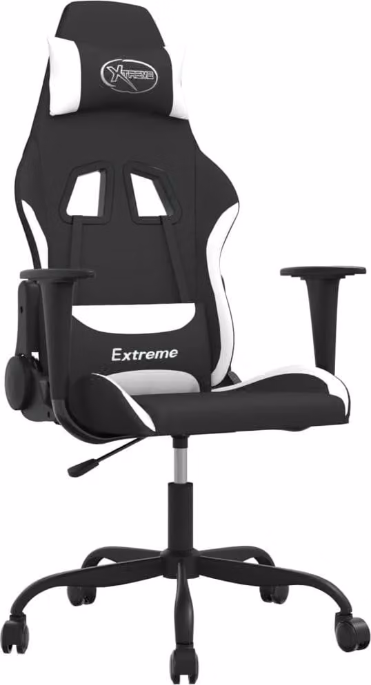 Sedia da Gaming Nero e Bianco in Tessuto