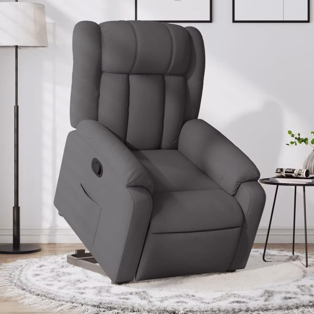 vidaXL Poltrona Alzapersona Reclinabile Grigia con Assistenza Elettrica in Tessuto – 1