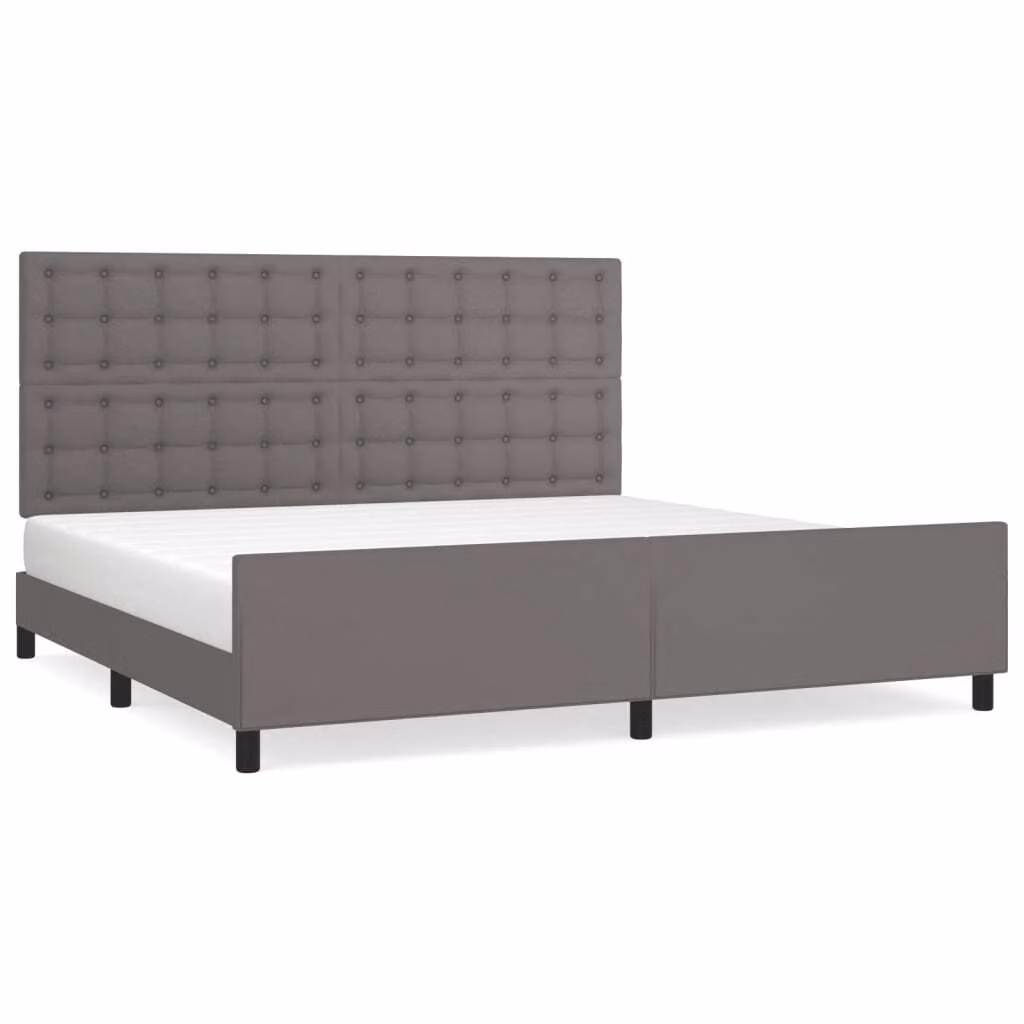 Giroletto con Testiera Grigio 200x200 cm in Pelle finta